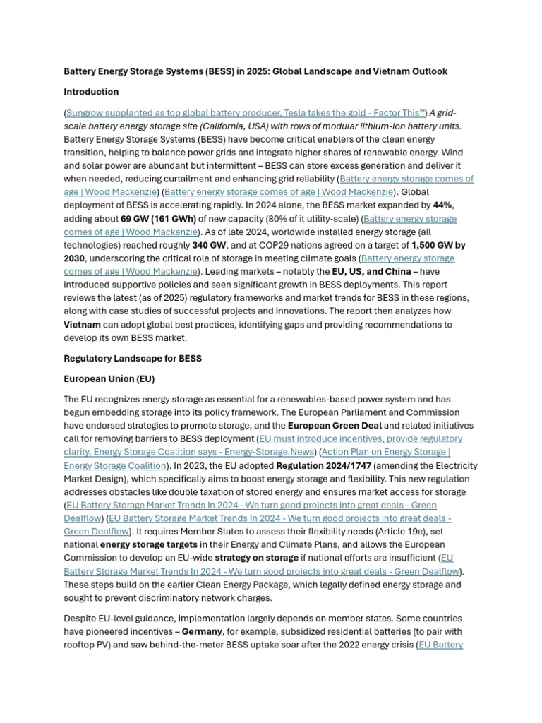 BESS 2025: Global Trends & Vietnam Insights | PDF | Energy Storage ...