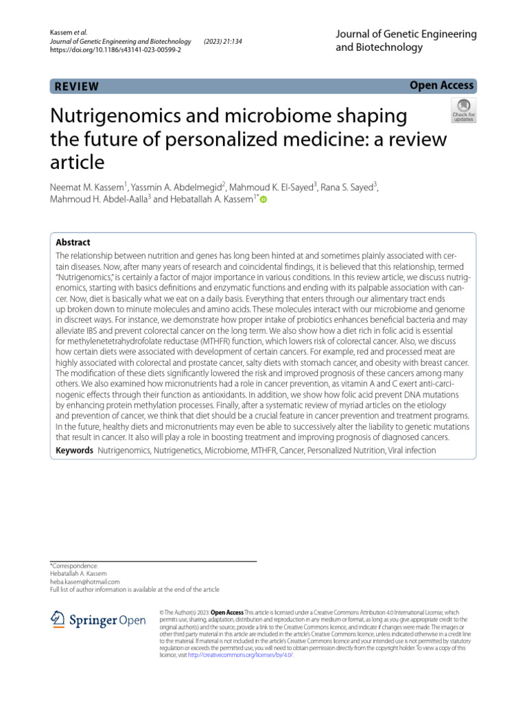 Nutrigenomics and Microbiome Shaping The Future of Personalized ...