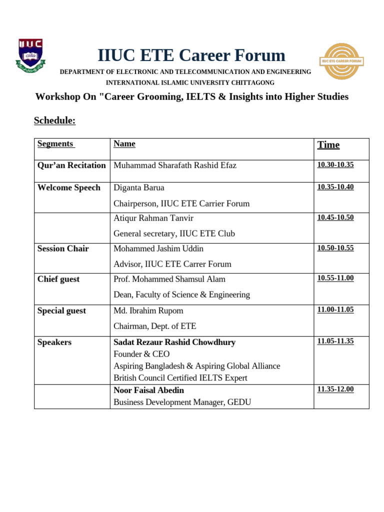 Workshop Program Schedule | PDF