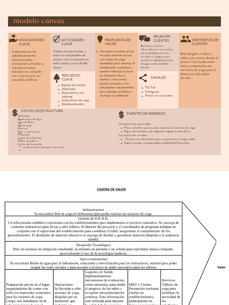 D Modelo Canvas Negocios y Cadena de Valor | PDF | Economias