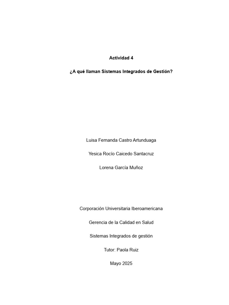 Actividad 4. A Que Llaman Sistemas de Gestion Integrados | PDF ...