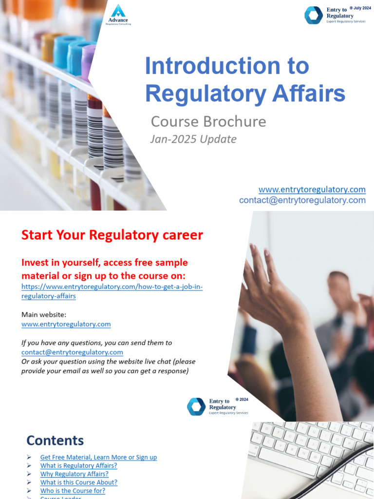 Intro To Reg Courses Brochure - Jan 2025 LCKD | PDF | Clinical Trial ...