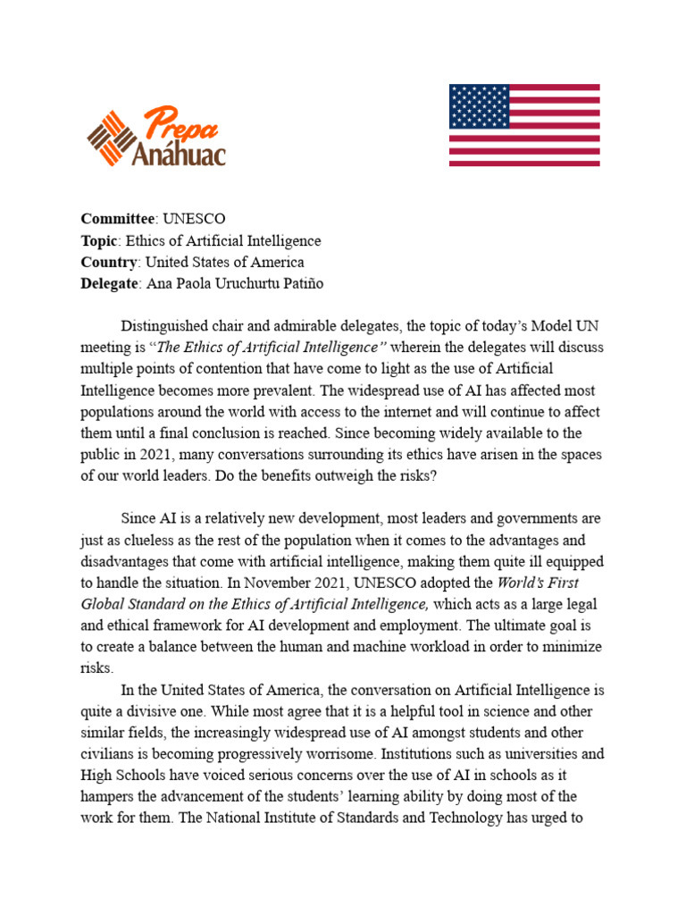 Position Paper MUN Prepa Anahuac | PDF | Artificial Intelligence ...