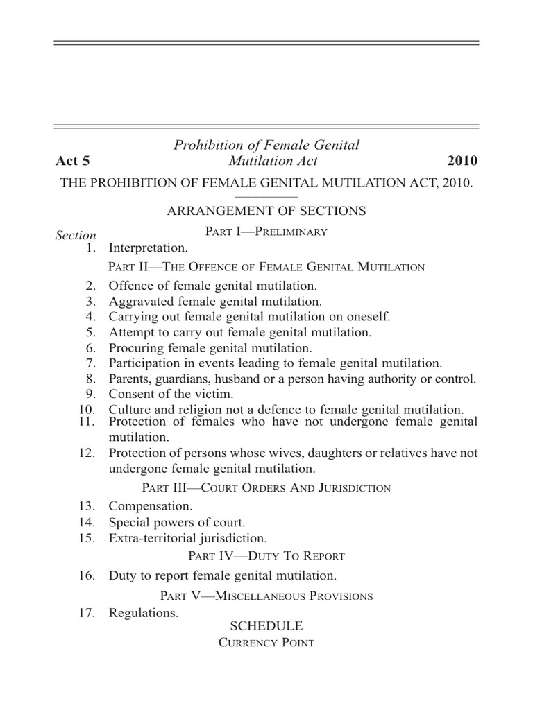 Prohibition of Female Genital Mutilation Act | PDF | Crimes | Crime ...