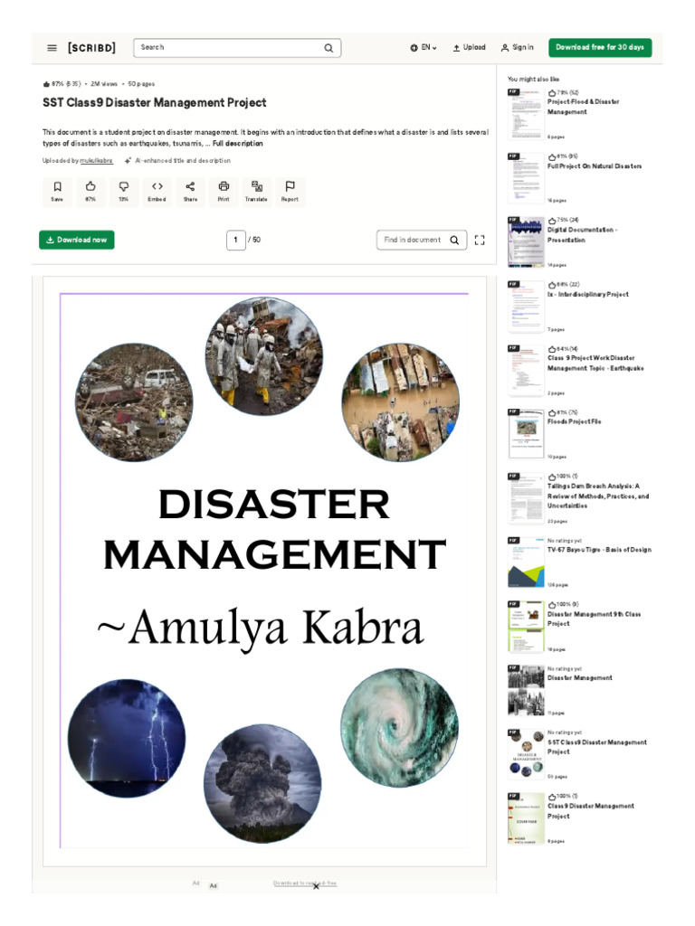 Class 9 Disaster Management Project | PDF | Hazards | Disaster Risk ...