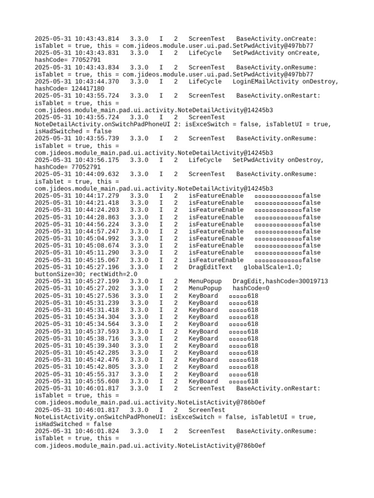 App Lifecycle and UI State Logs | PDF