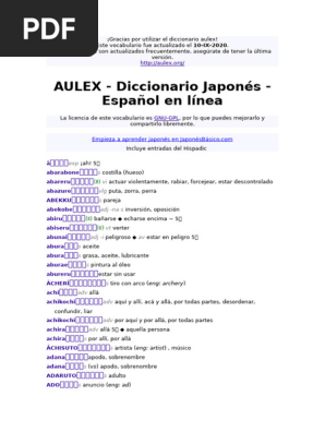 Diccionario Aulex: Vocabulario Japonés | PDF