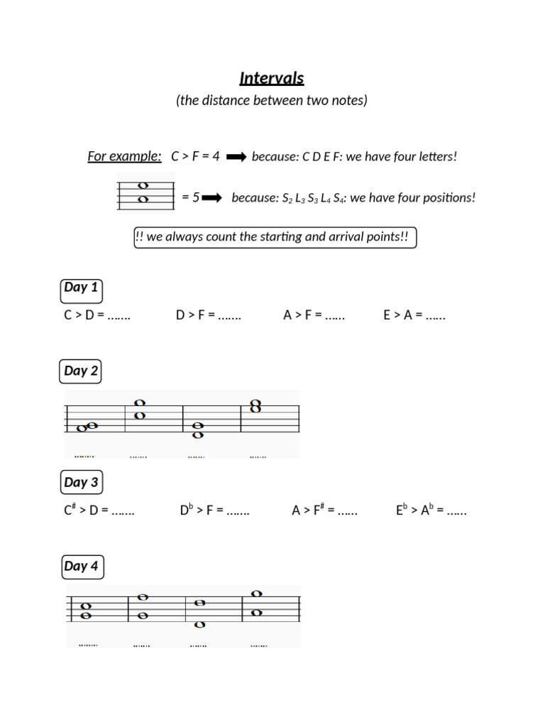 #1 Intervals (No Clef) | PDF