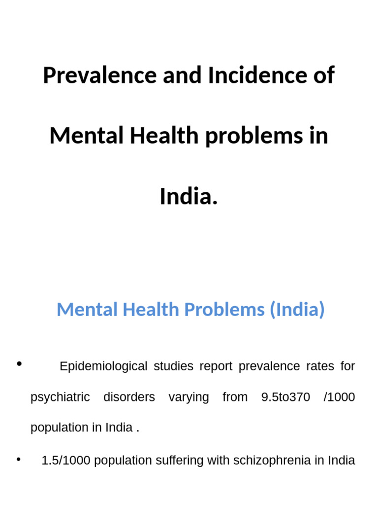 1 Prevalence of Mental Health Problems in India | PDF