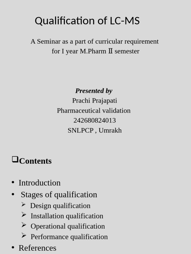 LC-MS Qualification Process Overview | PDF | High Performance Liquid ...