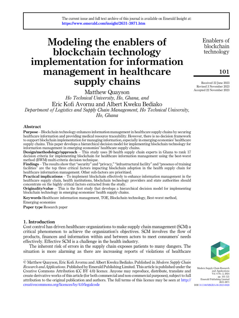 Blockchain in Health Full Paper | PDF | Supply Chain | Public Key ...
