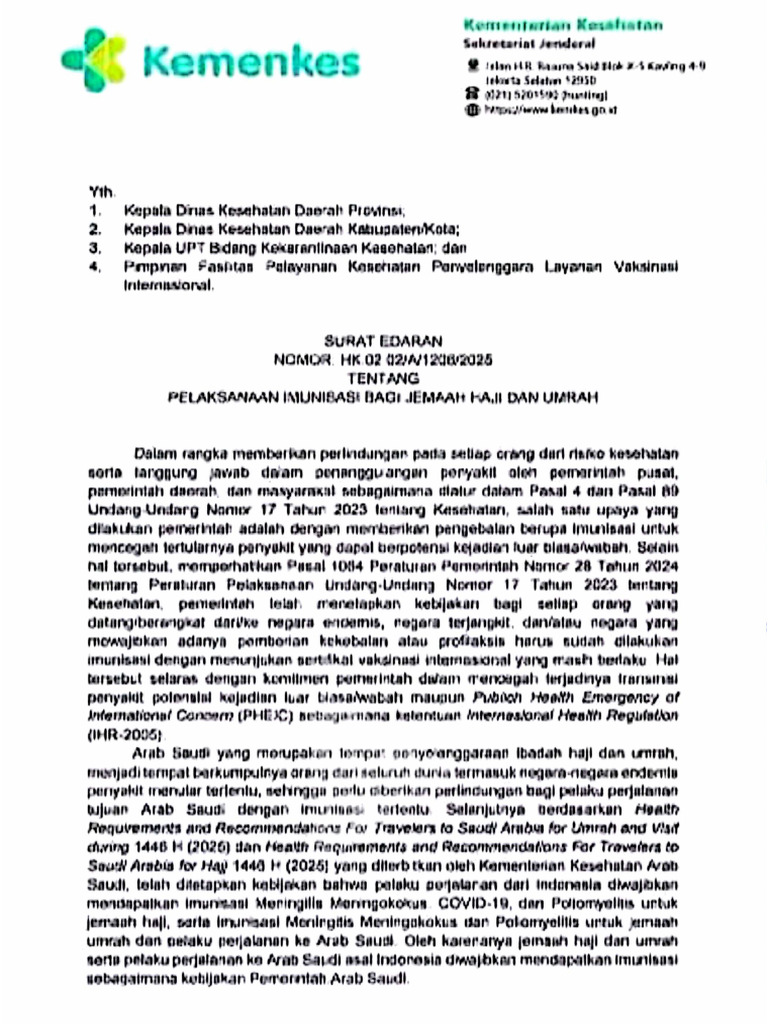 Surat Edaran Kemenkes | PDF