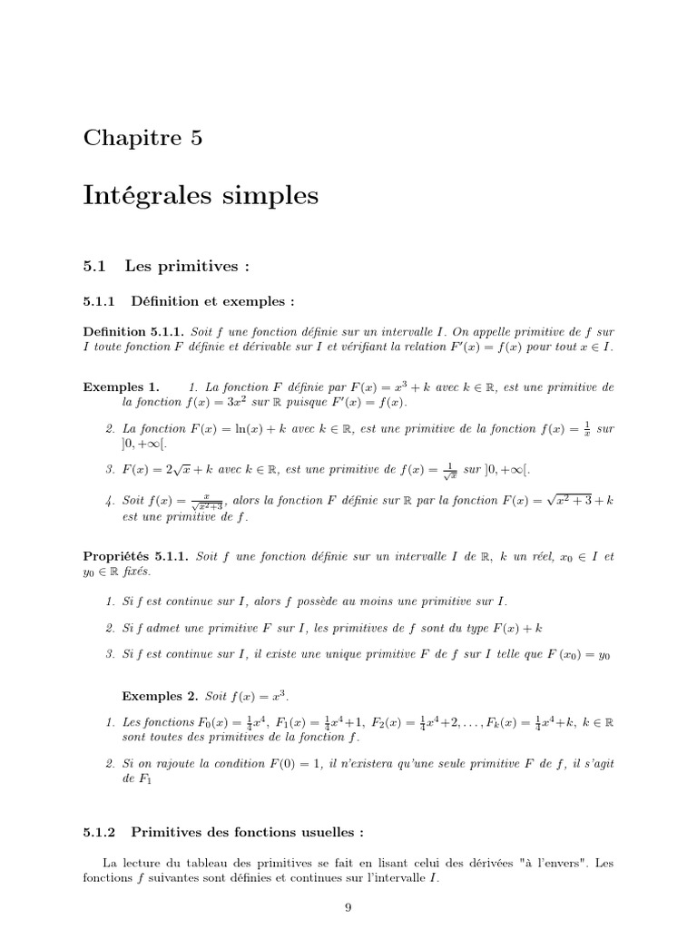 Intégrales simples et primitives | PDF | Limite (mathématiques) | Intégral