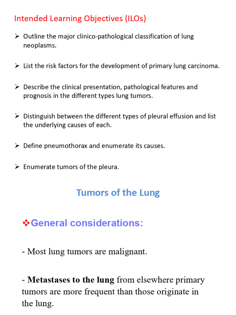 Lung Tumors: Types, Risks, and Symptoms | PDF | Lung Cancer | Carcinoma
