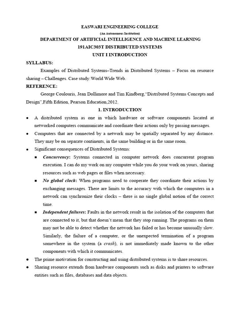 Overview of Distributed Systems Concepts | PDF | Web Server | Internet ...