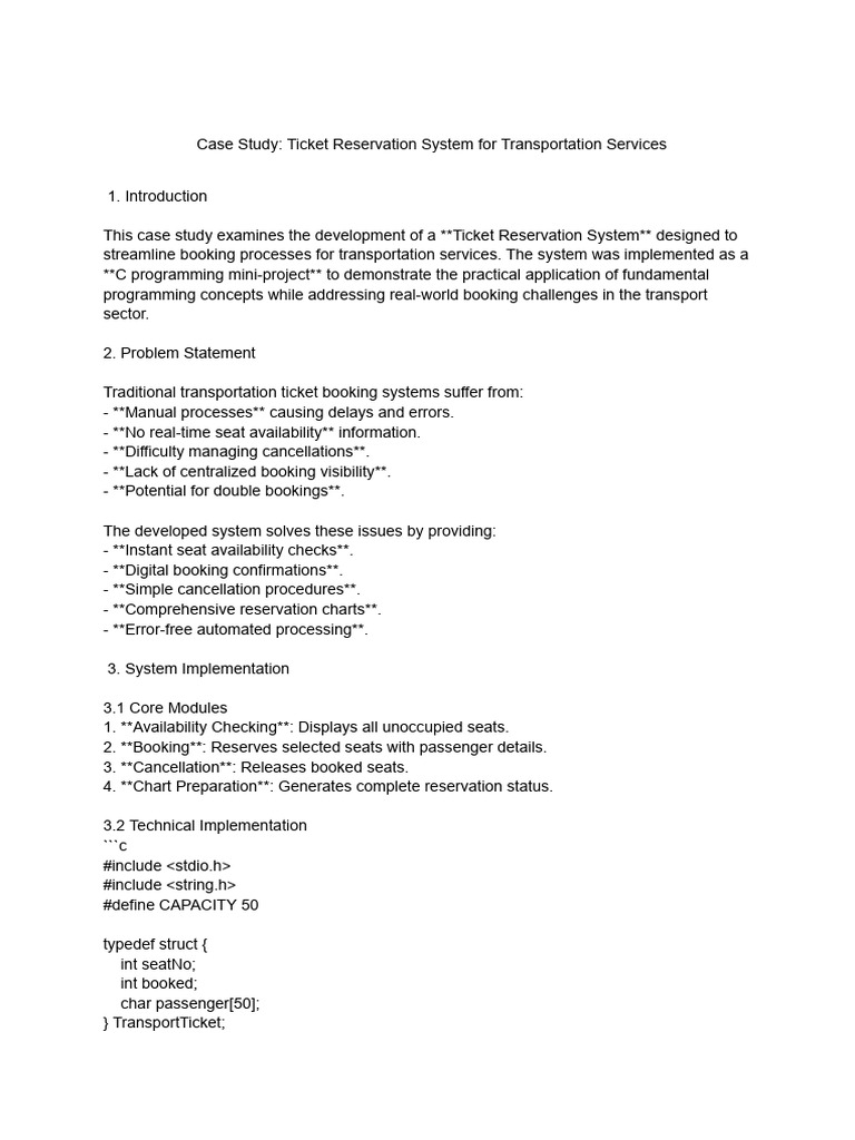 Ticket Reservation System Case Study | PDF | Computer Programming ...