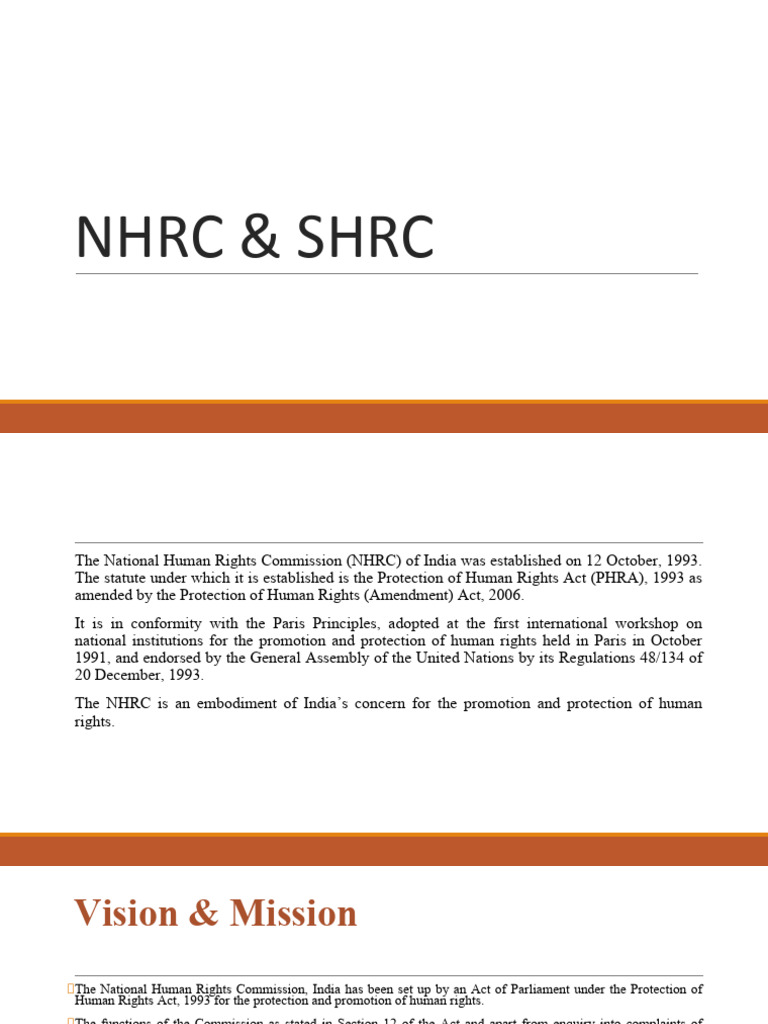 Overview of NHRC and SHRC in India | PDF | International Red Cross And ...