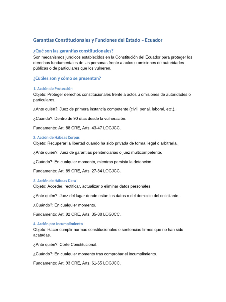 Garantias Constitucionales Ecuador | PDF | Derecho Constitucional ...