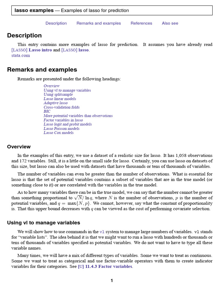 Lasso Lasso Examples | PDF | Cross Validation (Statistics ...