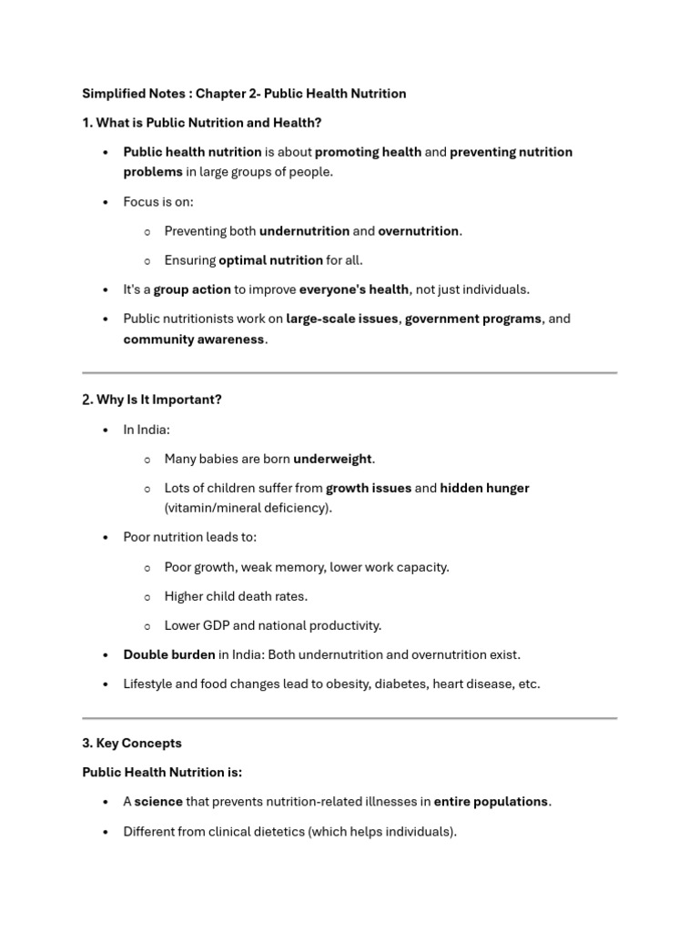 Simplified Chapter 3 Public Health Nutrition | PDF | Malnutrition ...