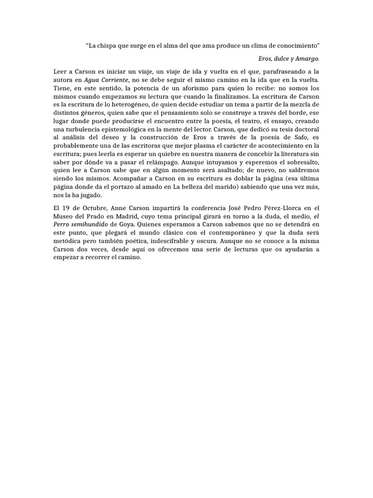 Anne Carson Poesía y Duda en Goya PDF