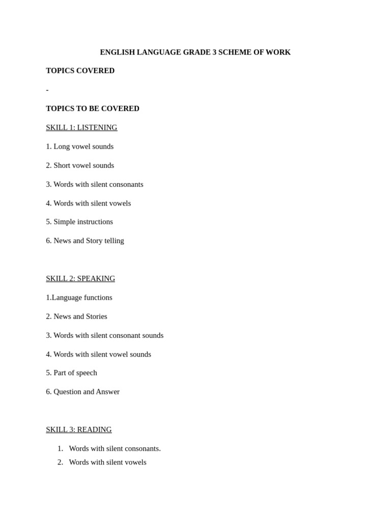 Grade 3 English Language Curriculum | PDF
