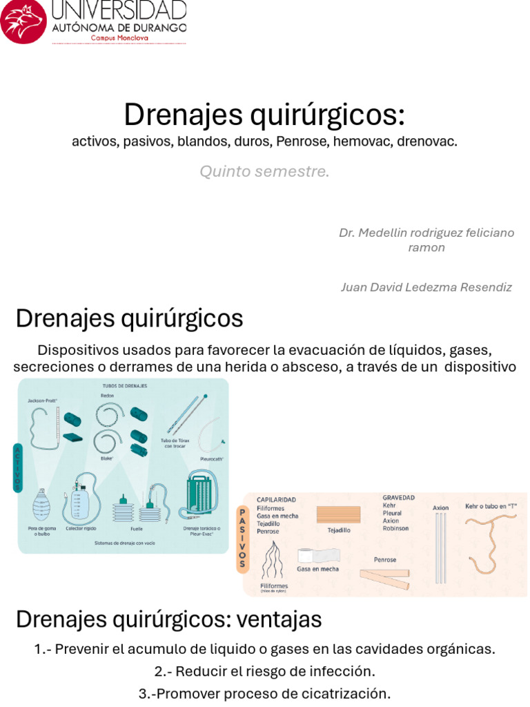 Tipos de Drenajes Quirúrgicos y Usos | PDF | Líquidos | Herida