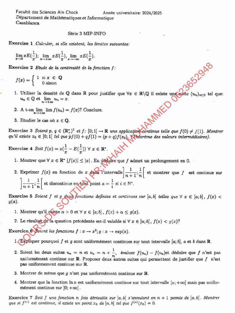 Correction de Série 3 Analyse | PDF