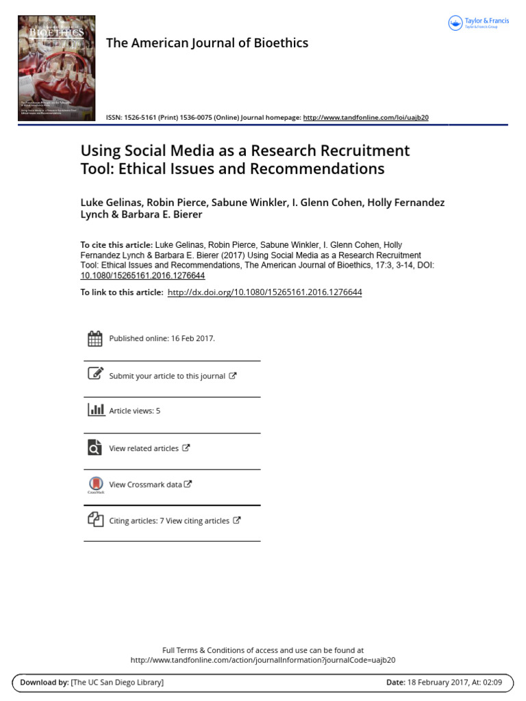 Ethical Considerations in Social Media Research Recruitment | PDF ...