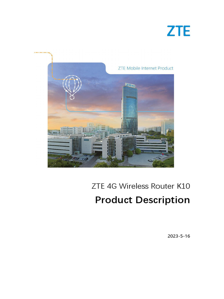 ZTE K10 4G Router Overview and Specs | PDF | Lte (Telecommunication) | 4 G