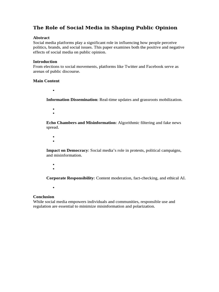 Social Media's Impact on Public Opinion | PDF