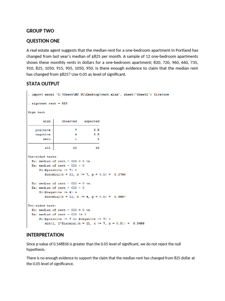 Statistical Analysis of Median Changes | PDF | P Value | Statistical Theory