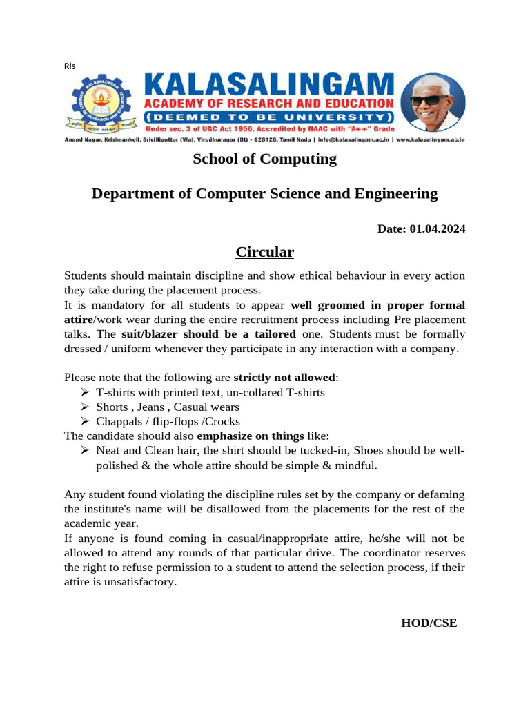 Placement Dress Code Guidelines | PDF
