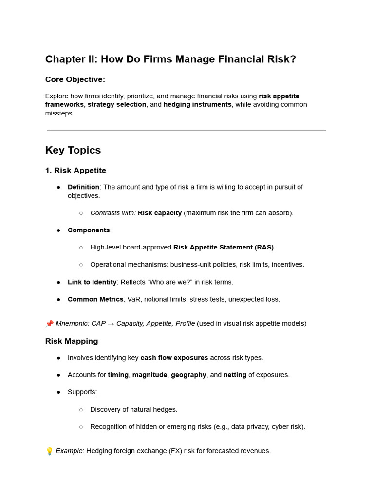 Chapter II - How Do Firms Manage Financial Risk | PDF | Hedge (Finance ...