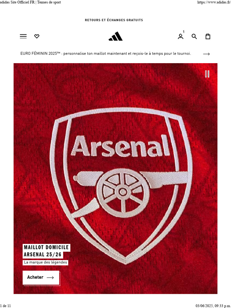 Maillot domicile Arsenal 25/26 | PDF