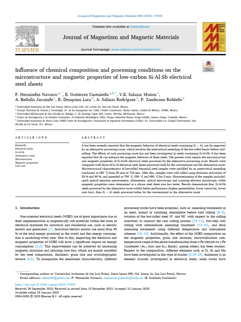 2023 - Influence of Chemical Composition and Processing Conditions On ...