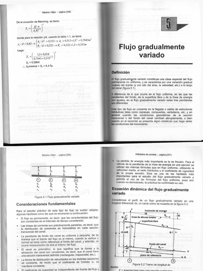 Flujo Gradualmente Variado en Canales | PDF | Pendiente | Flujo