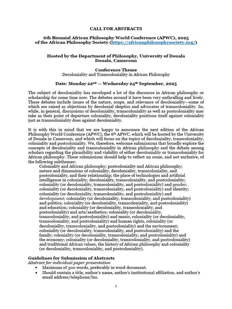 Call for Abstracts: APWC 2025 | PDF | Liberal Arts Education
