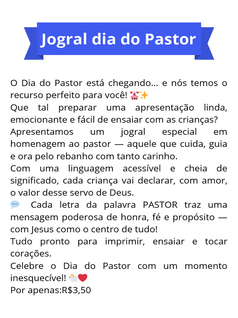 Jogral Dia Do Pastor (1) | PDF