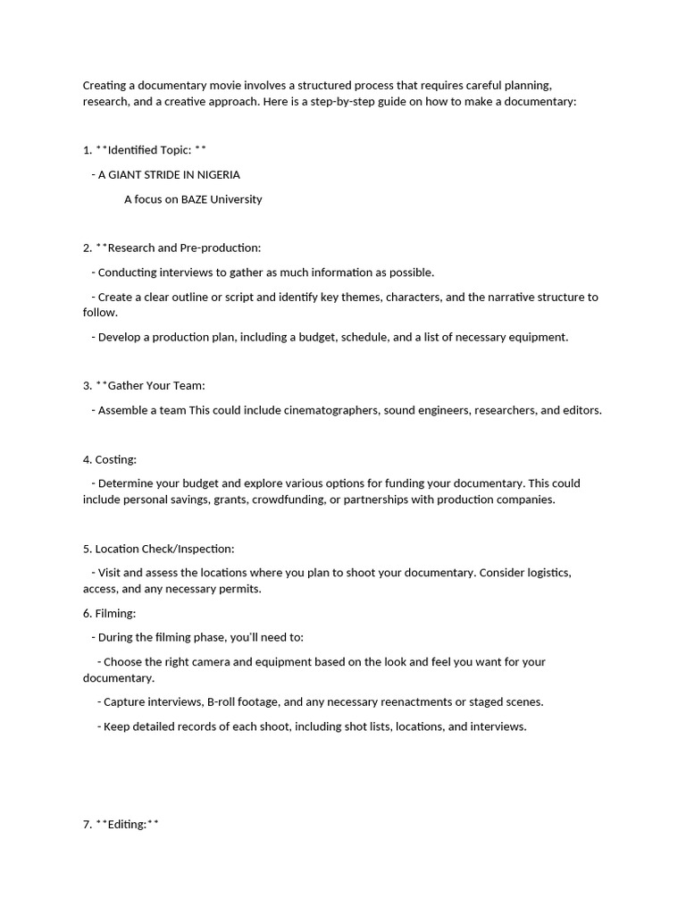 Production of A Documentary Project | PDF | Documentary Film