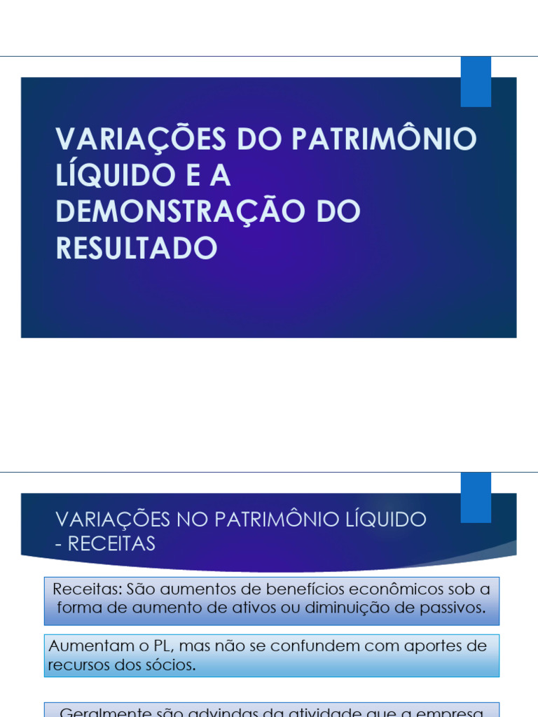 Variações do Patrimônio Líquido | PDF | Contabilidade | Receita