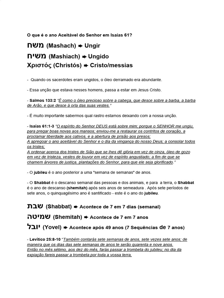 O Ano Aceitável do Senhor em Isaías 61 | PDF