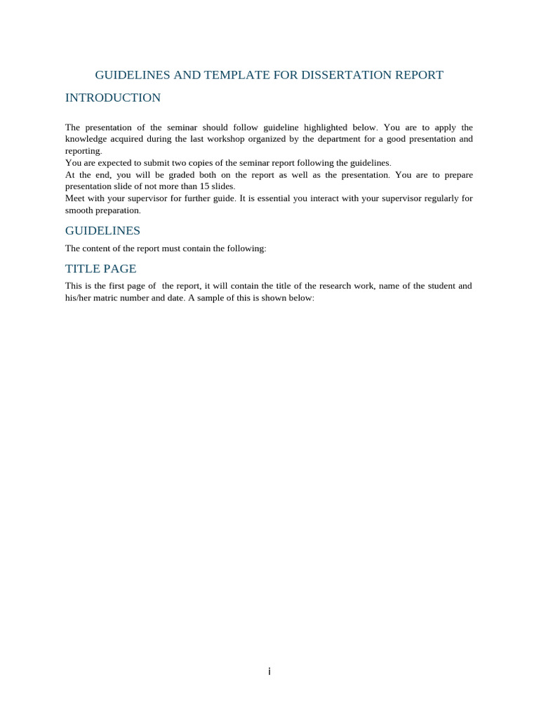 Dissertation Report Guidelines Template | PDF | Thesis