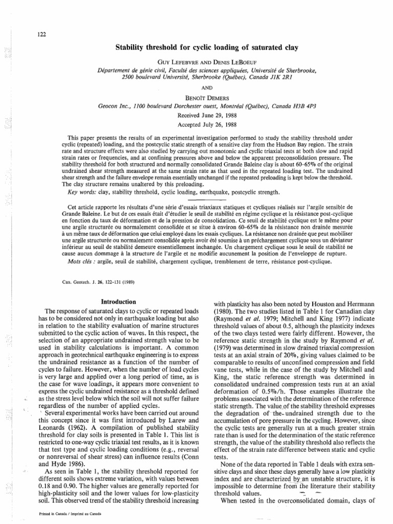 View of Stability Threshold in Saturated Clay | PDF | Strength Of Materials ...