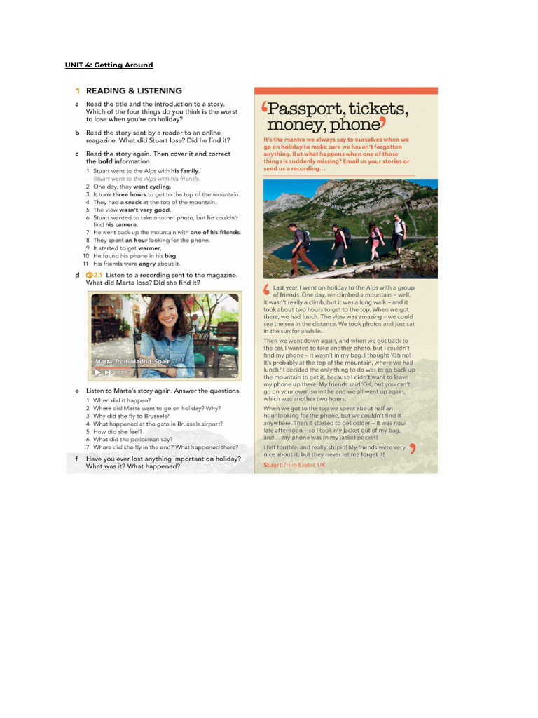 UNIT 4 - Getting Around Pre-Intermediate | PDF