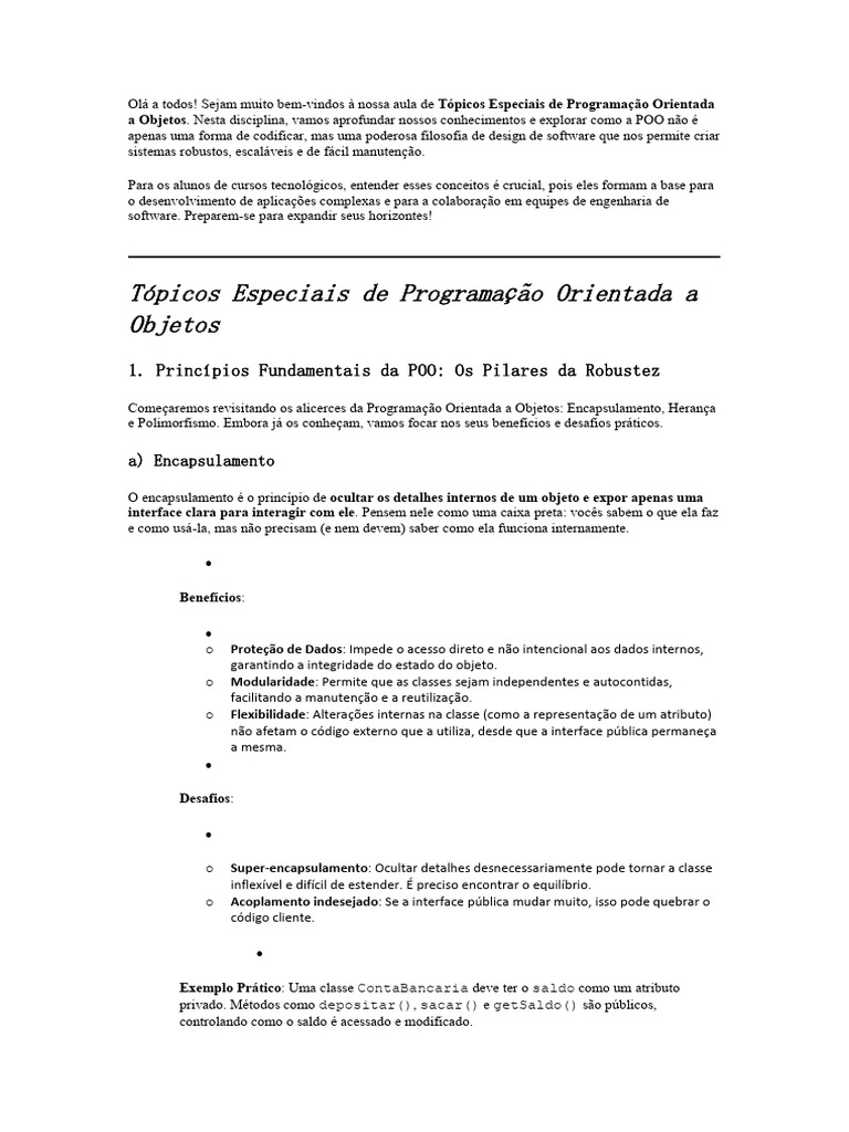 Princípios da Programação Orientada a Objetos | PDF | Linguagem de ...