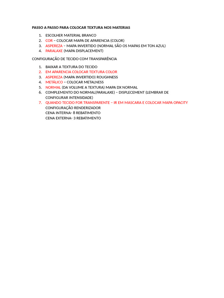 Passo a Passo Para Colocar Textura Nos Materias | PDF