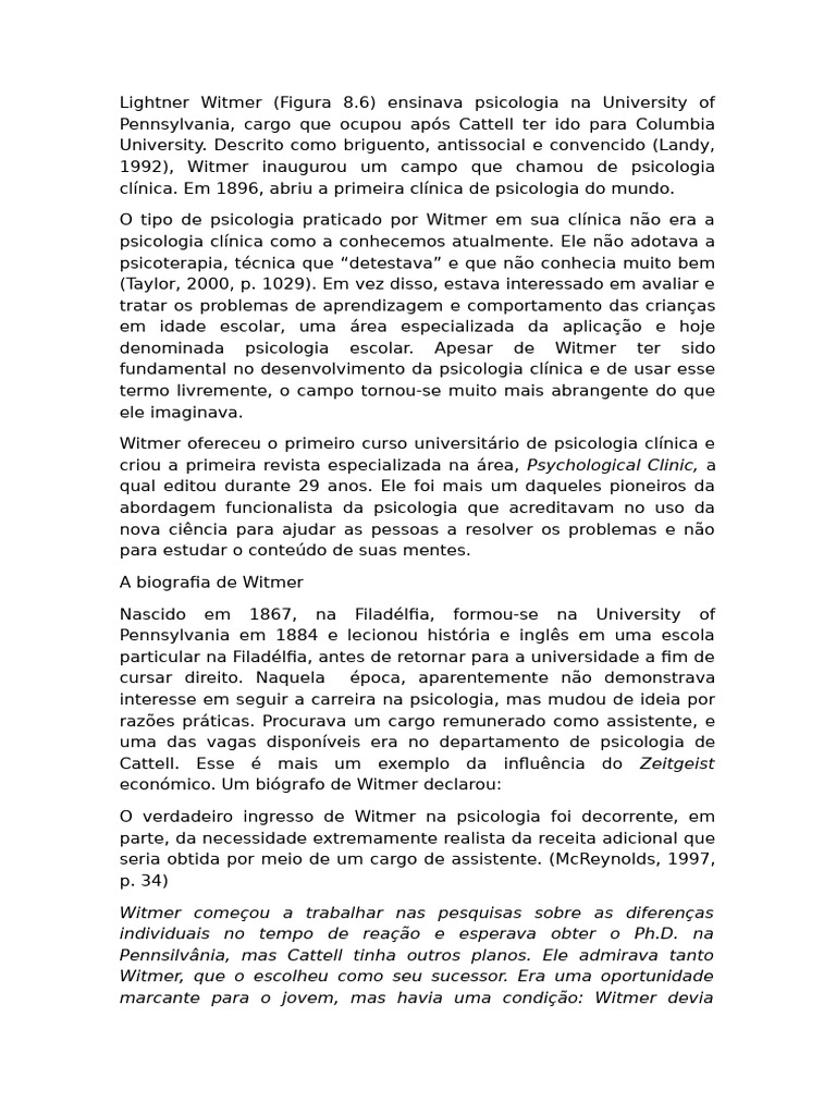 Lightner Witmer Livro HP | PDF | Psicologia | Psicologia Clínica