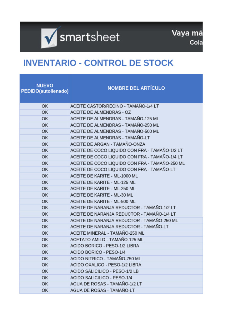 3 Inventory Stock Control Template ES1 | PDF | Sustancias químicas ...