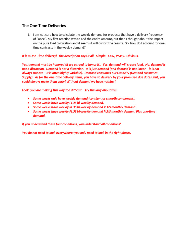 Understanding One-Time Deliveries | PDF